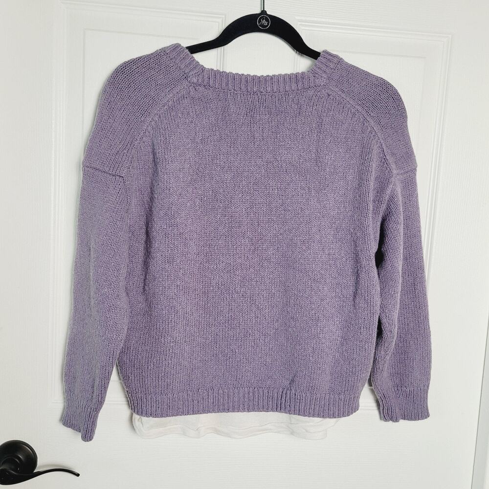 Brochu Walker Sweater Womens Small Purple Layered Hem Cotton Cashmere Linen - Picture 12 of 13